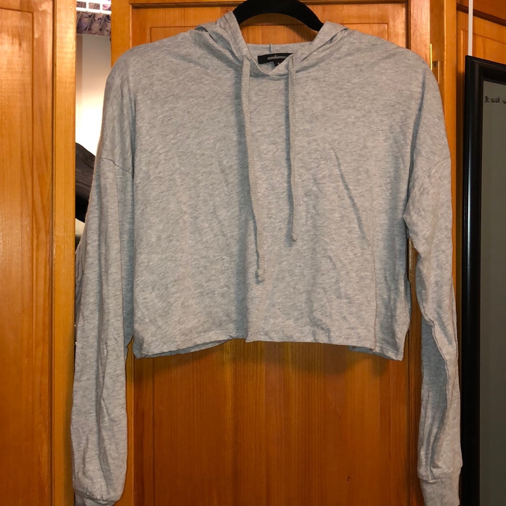 grey crop hoodie